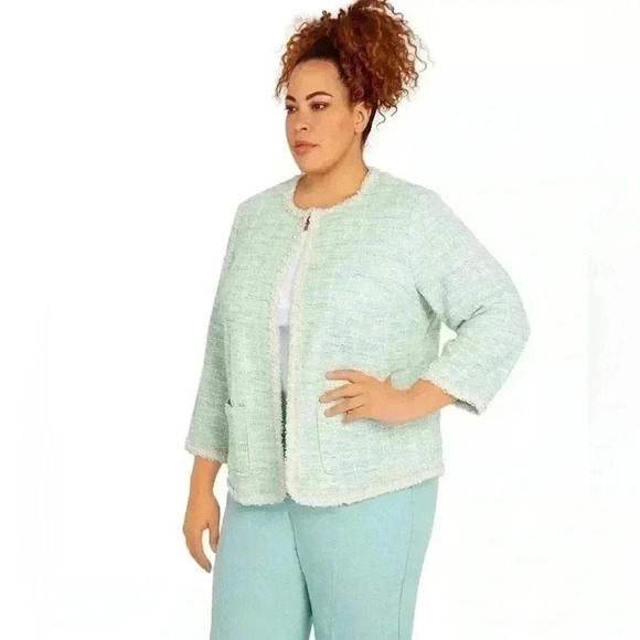 NWT Alfred Dunner Women’s Plus Size Lady Like Knit Boucle Cotton Jacket Size XL - Picture 4 of 14